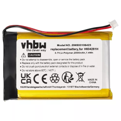 VHBW GPS Battery H604261H - 2000 mAh 3.7 V Li-polymer