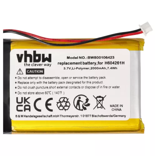VHBW GPS Battery H604261H - 2000 mAh 3.7 V Li-polymer