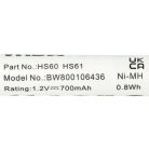 VHBW Electric Shaver Battery for Wella Contura HS60, HS61 - 700 mAh 1.2 V NiMH