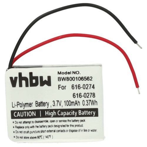 VHBW MP3 Player Battery Apple 616-0274, 616-0278 - 100 mAh 3.7 V Li-Ion