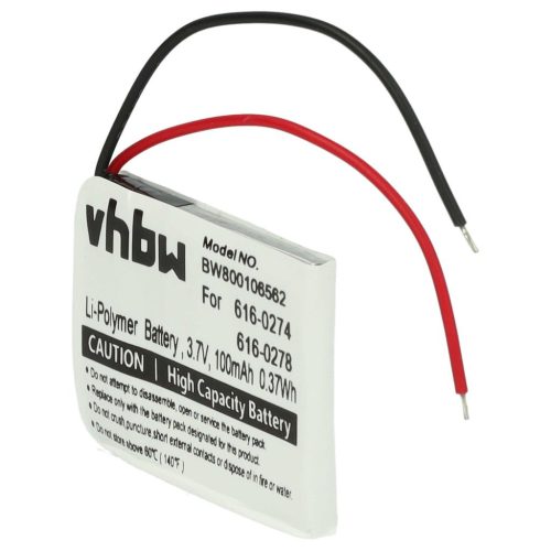 VHBW MP3 Player Battery Apple 616-0274, 616-0278 - 100 mAh 3.7 V Li-Ion