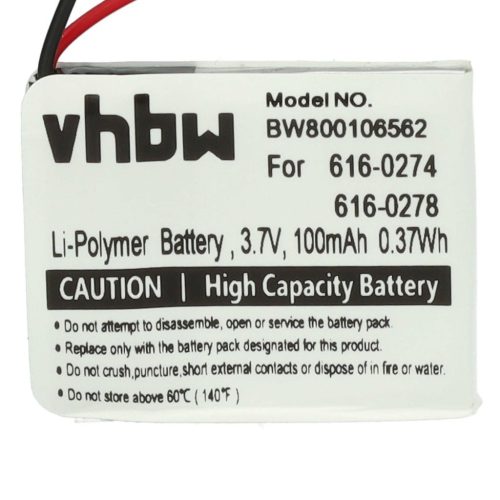 VHBW MP3 Player Battery Apple 616-0274, 616-0278 - 100 mAh 3.7 V Li-Ion