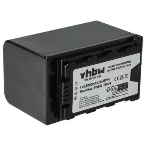 Videokamera Akku für Panasonic VW-VBD58 - 5200 mAh 7,4 V Li-Ion