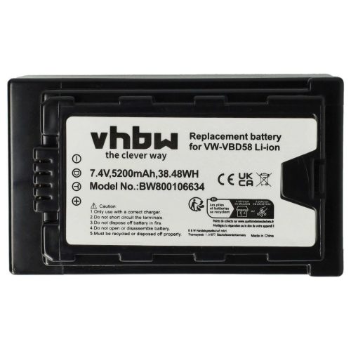 Videokamera Akku für Panasonic VW-VBD58 - 5200 mAh 7,4 V Li-Ion