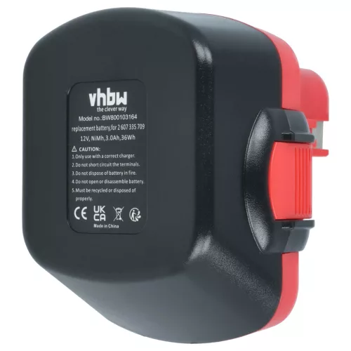 VHBW Electric Tool Battery 2 607 335 261, 2 60 7335 249 - 3000 mAh 12 V NiMH