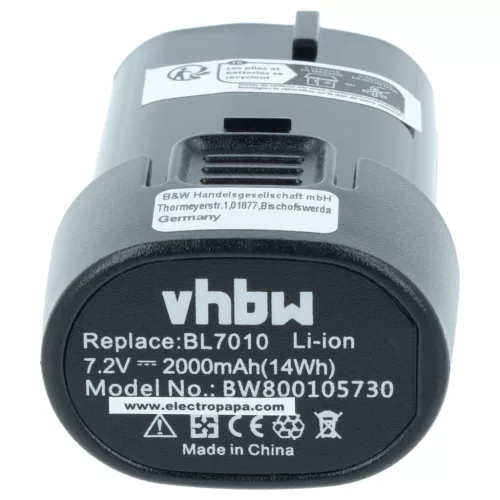 VHBW Elektrowerkzeug Akku Makita BL7010, 194356-2, 194355-4 - 2000 mAh 7,2 V Li-Ion