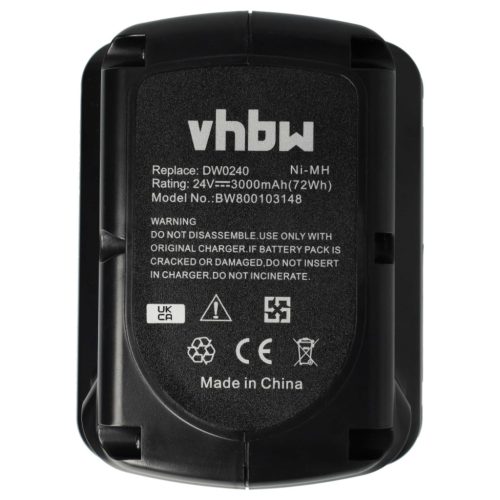 VHBW Electric Tool Battery DE0242, BHA24, DE0241, DE0240-XJ, DE0240 - 3000 mAh 24 V NiMH