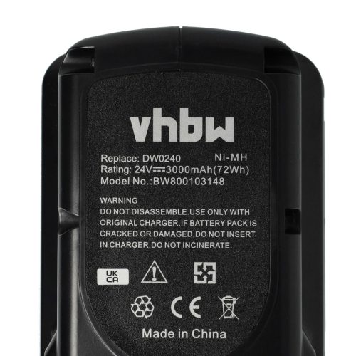 VHBW Electric Tool Battery DE0242, BHA24, DE0241, DE0240-XJ, DE0240 - 3000 mAh 24 V NiMH