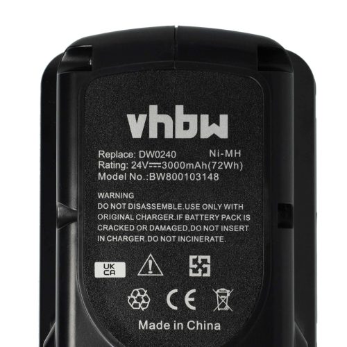 VHBW Electric Tool Battery DE0242, BHA24, DE0241, DE0240-XJ, DE0240 - 3000 mAh 24 V NiMH