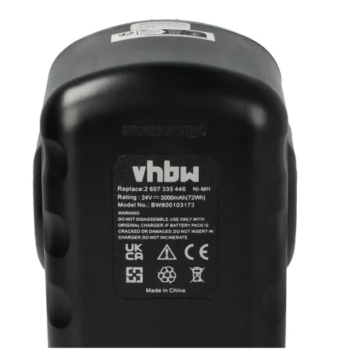 VHBW Electric Tool Battery 2607335268, 2607335280, 2607335279 - 3000 mAh 24 V NiMH