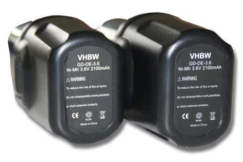 VHBW Electric Tool Battery DE9054, DE9054-XJ - 2100 mAh 3.6 V NiMH