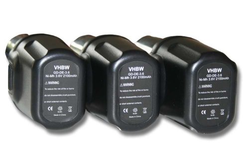 VHBW Electric Tool Battery DE9054, DE9054-XJ - 2100 mAh 3.6 V NiMH