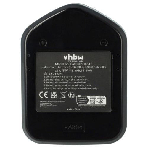 VHBW Electric Tool Battery Hitachi 320608, 320606, 320388, 320387, 320386 - 3300 mAh 12 V NiMH