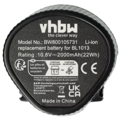 VHBW Electric Tool Battery Makita 194551-4, 194588-1, 194550-6 - 2000 mAh 10.8 V Li-Ion