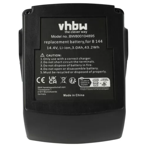 VHBW Elektrowerkzeug Akku Hilti 273114, B144, B 144/2.6 - 3000 mAh 14,4 V Li-Ion