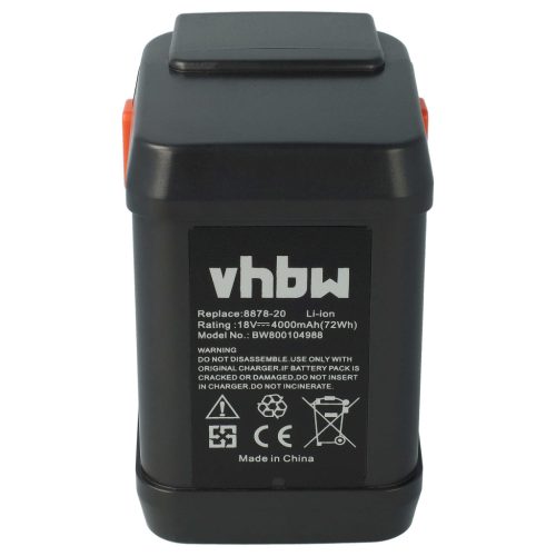 VHBW Battery Gardena 8835, 8839, 8839-20, 8835-20, 8835-U, 8835-00.701.00 - 4000 mAh 18 V Li-Ion
