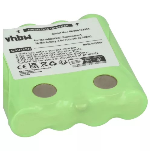 VHBW Radio Battery DeTeWe MT700D03XXC - 700 mAh 4.8 V NiMH