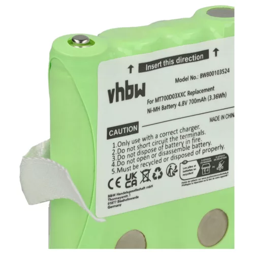 VHBW Radio Battery DeTeWe MT700D03XXC - 700 mAh 4.8 V NiMH