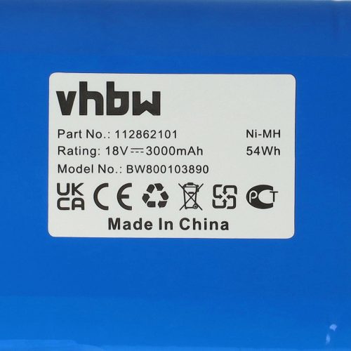 VHBW Battery Husqvarna 112862101, 1128621-01/6, 112862101/6, 1128621-01 - 3000 mAh 18 V NiMH