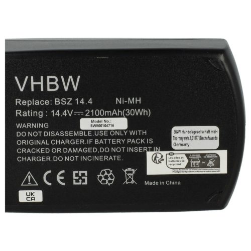 VHBW Electric Tool Battery Metabo 6.25475, 6.25476, 6.25482, 6.25481 - 2100 mAh 14.4 V NiMH