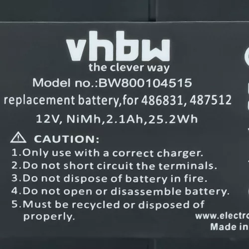 VHBW Electric Tool Battery Festo Festool 487512, 486831, 488438, 487701 - 2100 mAh 12 V NiMH