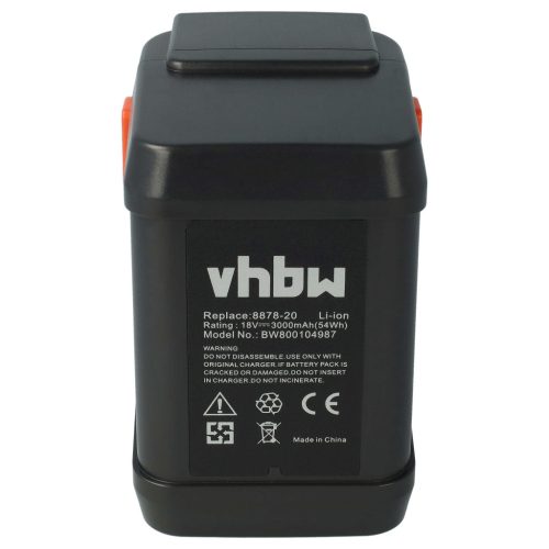 VHBW Battery Gardena 8835, 8839, 8839-20, 8835-20, 8835-U, 8835-00.701.00 - 3000 mAh 18 V Li-Ion