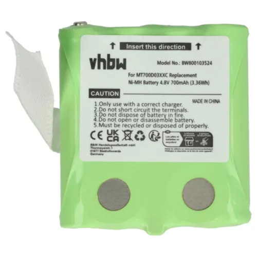 VHBW Radio Battery LH060-3A44C4BT, MT700D03XXC - 700 mAh 4.8 V NiMH