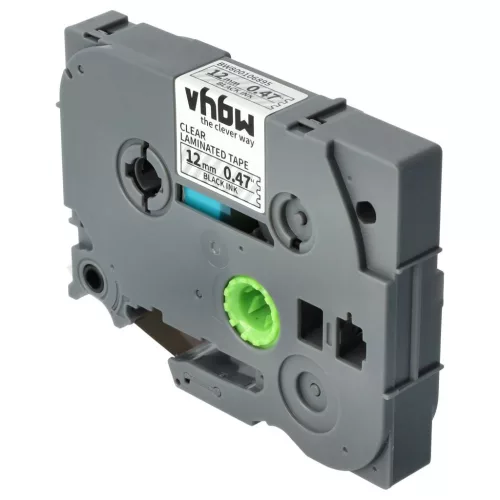 VHBW Label Tape Brother TZ-131, TZE-131, 12 mm, black-transparent
