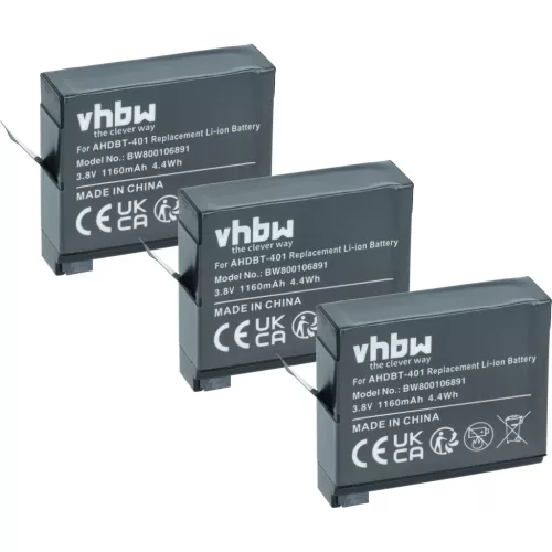 VHBW Videokamera Akku AHDBT-401, 335-06532-000 - 1160 mAh 3,7 V Li-Ion