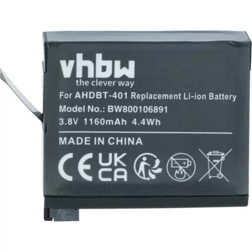 VHBW Videokamera Akku AHDBT-401, 335-06532-000 - 1160 mAh 3,7 V Li-Ion