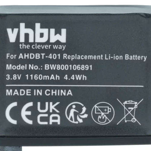 VHBW Videokamera Akku AHDBT-401, 335-06532-000 - 1160 mAh 3,7 V Li-Ion