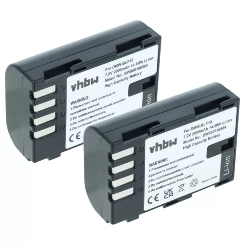 VHBW Battery Panasonic DMW-BLF19E, DMW-BLF19 - 2000 mAh 7.2 V Li-Ion
