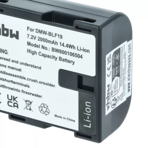 VHBW Battery Panasonic DMW-BLF19E, DMW-BLF19 - 2000 mAh 7.2 V Li-Ion