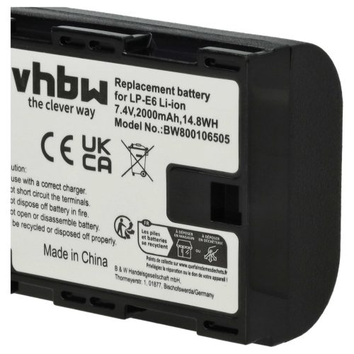 VHBW Akku Canon LP-E6 Ersatz - 2000 mAh 7,2 V Li-Ion