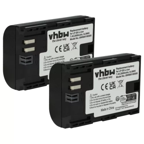 VHBW Akku Canon LP-E6 Ersatz - 2000 mAh 7,2 V Li-Ion