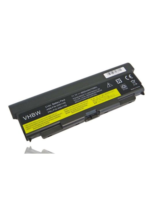 Notebook akkumulátor  Lenovo 45N1144, 0C52863, 0C52864, 0A36302 - 6600 mAh 11,1 V Li-Ion, fekete