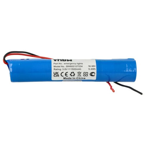 VHBW Emergency Lighting Battery - 1500 mAh 3.6 V NiMH