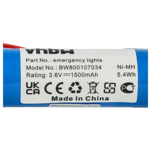 VHBW Emergency Lighting Battery - 1500 mAh 3.6 V NiMH