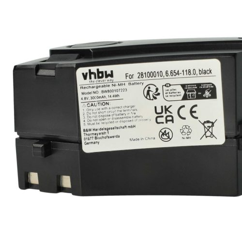 VHBW Battery for Kärcher KB 5, K65 Plus, K55 Pet - 3000 mAh, 4.8 V, NiMH