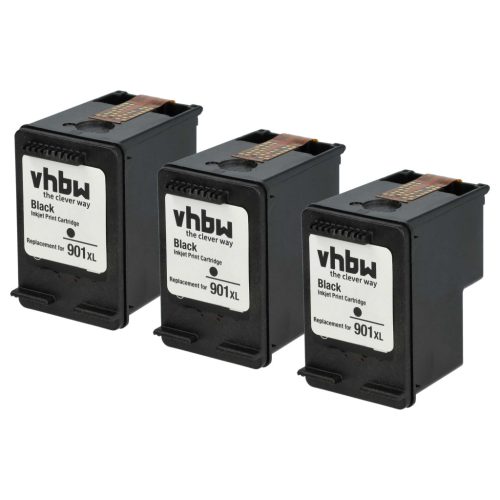VHBW Ink Cartridge HP 901xl, C6653A, CC653AA, CC654A - 3 black