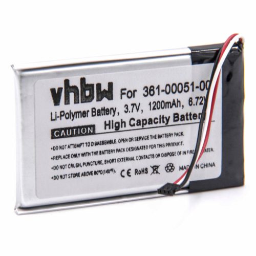 VHBW GPS Akku 361-00051-01, 361-00051-12, 361-00051-02, 361-00051-00 - 1200 mAh 3,7 V Li-Polymer