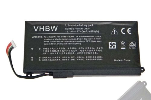 VHBW Notebook akkumulátor  HP 657240-171, 657240-151, 657240-251 - 7740 mAh 11,1 V Li-Ion, fekete