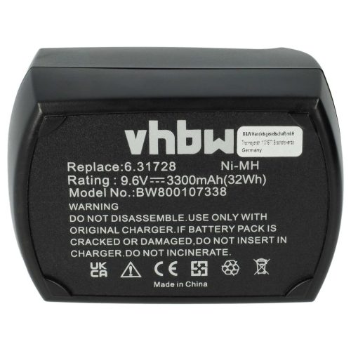 VHBW Elektrowerkzeug Akku Metabo 631728, 631746, 631746000, 631728000 - 3300 mAh, 9,6 V, NiMH