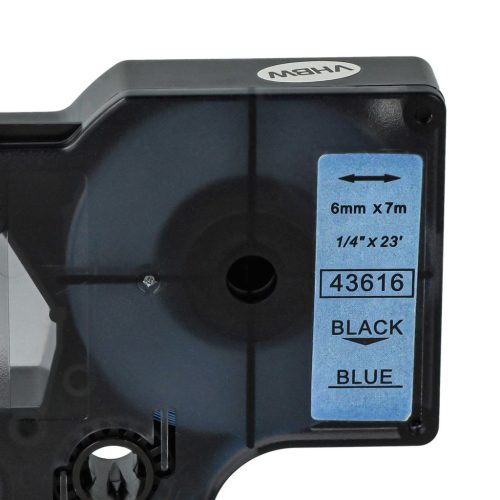 VHBW Dymo D1 43616 Label Tape – 6mm, Black-Blue