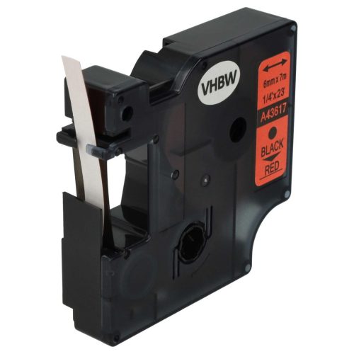 VHBW Dymo D1 Label Tape, 43617, 6 mm, Black-Red