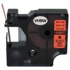 VHBW Dymo D1 Label Tape, 43617, 6 mm, Black-Red