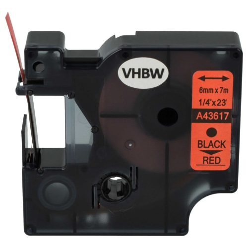 VHBW Dymo D1 Label Tape, 43617, 6 mm, Black-Red