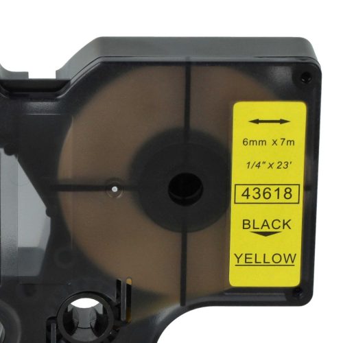 VHBW Dymo 43618 Label Tape, D1 - 6mm, Black-Yellow