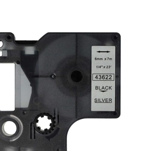 VHBW Dymo D1 Label Tape, 43622, 6 mm, Black-Silver