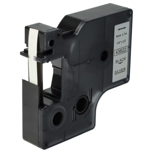 VHBW Dymo D1 Label Tape, 43622, 6 mm, Black-Silver